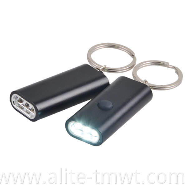 3 Bright Lights Small Size Flat Flashlight with Keychain